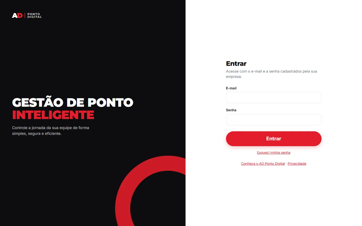 Tela de entrada do AD Ponto